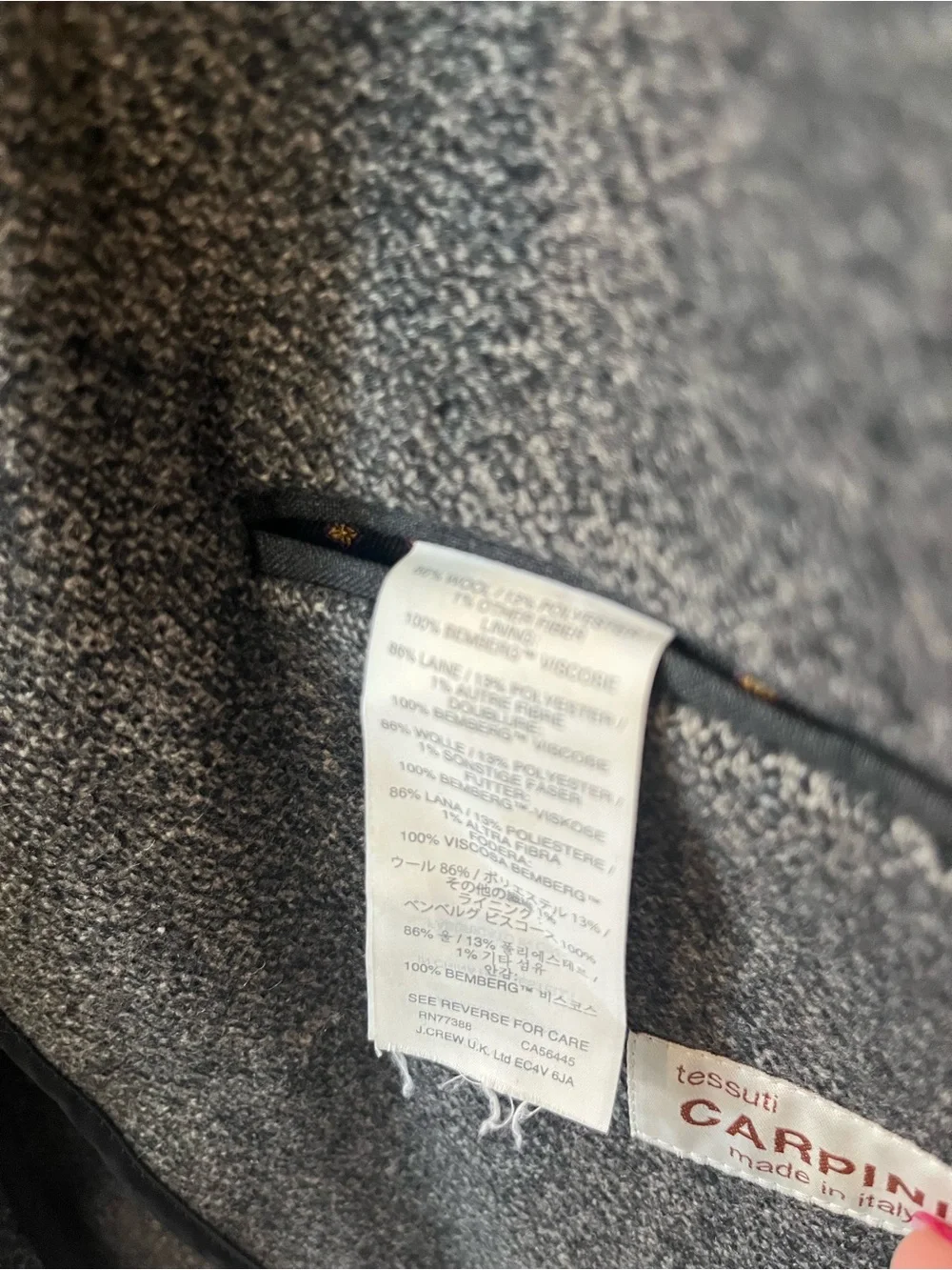 J Crew Men's Double-Breasted Wool Coat - Gray